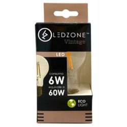 LEDZONE AMPOLLETA A60 FILAMENTO LED E27 6W LZ-FA60E276W-T