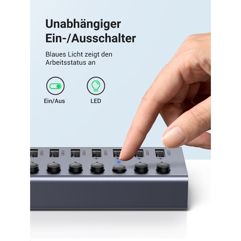 UGREEN HUB USB-A 3.0 7 PORT USB-A 3.0 ENERGIZADO 3.5A MAX CM481