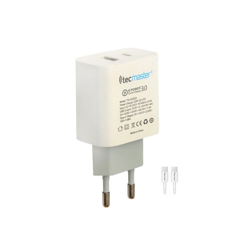 TECMASTER-CARGADOR-DE-PARED-20W-USB-A-USB-C---CABLE-USB-C-
