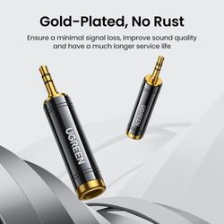 UGREEN ADAPTADOR GOLD ESTEREO JACK 6.3MM H/M PLUG 3.5MM AV168