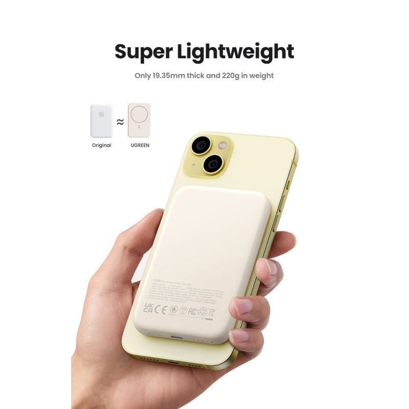 UGREEN BATERIA PORTATIL MAGNETICA 10.000MAH MINI CARGA INALAMBRICA 20W BLANCO PB561