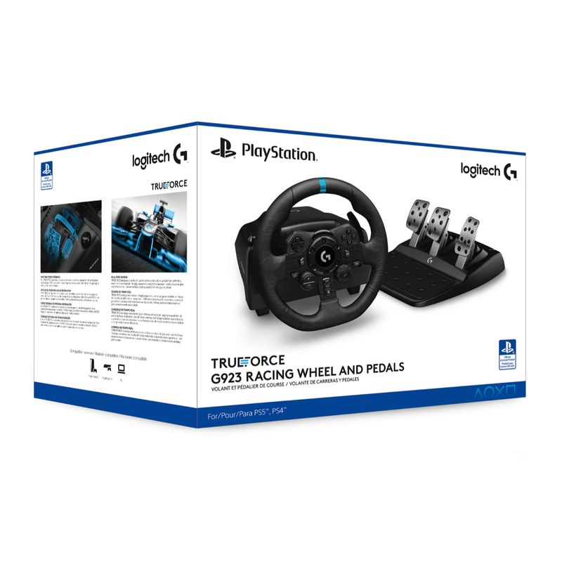 LOGITECH-VOLANTE---PEDALES-G923---PS5---PS4---PC--TRUEFORCE---DOBLE-EMBRAGUE