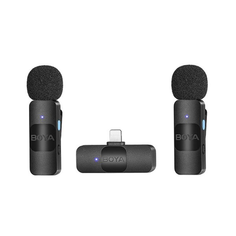 BOYA-BY-V2-MICROFONO-INALAMBRICO-DOBLE-ULTRA-COMPACTO-Y-PORTABLE-2.4GHZ-CONECTOR-LIGHTNING