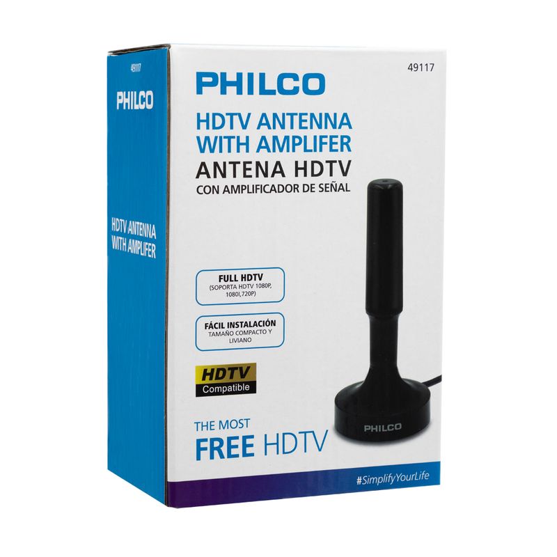PHILCO ANTENA DIGITAL PARA TV HDTV 20DB CON AMPLIFICADA 49117