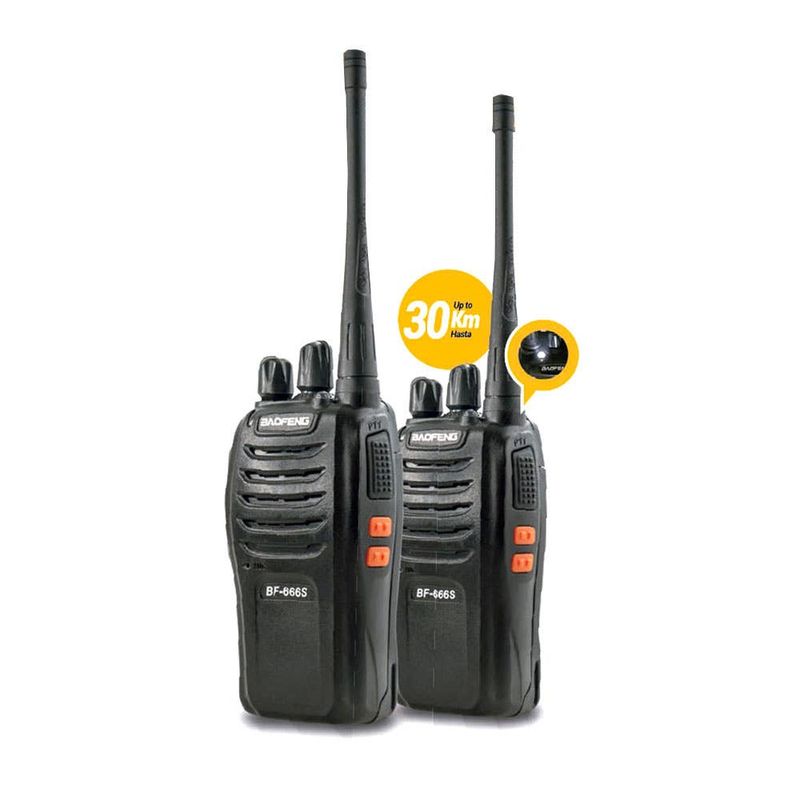 Kit 2 Radios  Portatiles  30Km  Recarg. 16 Canales Baofeng (7948) Intercomunicadores