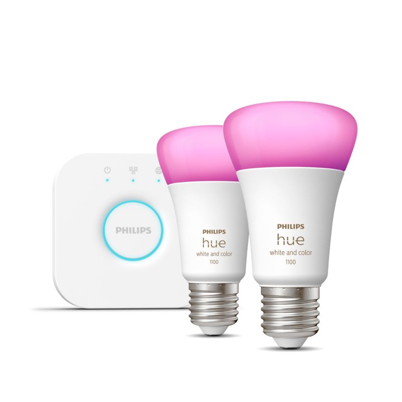 PHILIPS-KIT-INICIO-HUE-BRIDGE---2-AMPOLLETAS-COLOR-AMBIENCE-WCA-9W-A60-E27-2SET-EU