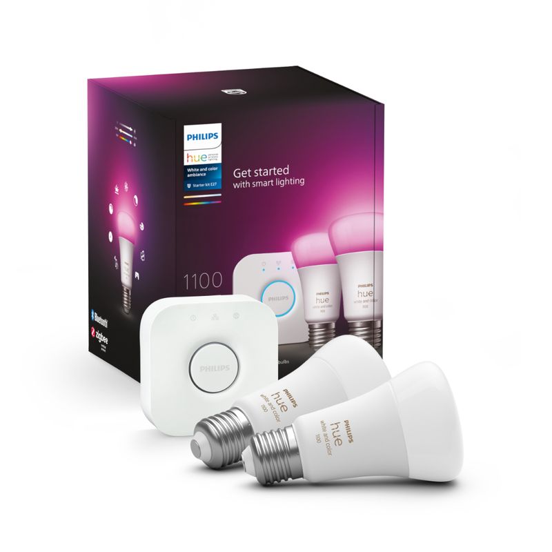 PHILIPS-KIT-INICIO-HUE-BRIDGE---2-AMPOLLETAS-COLOR-AMBIENCE-WCA-9W-A60-E27-2SET-EU