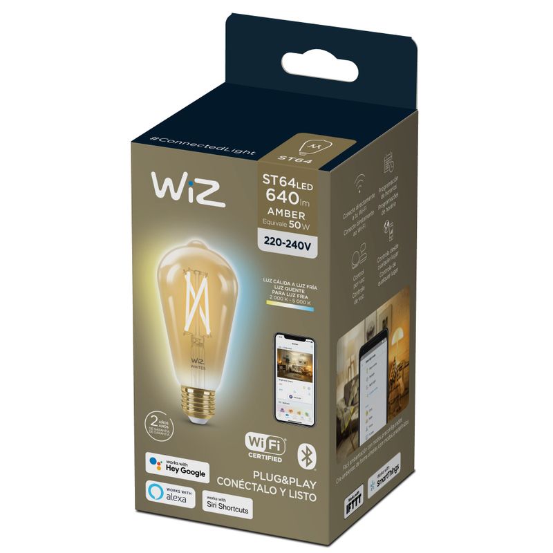 WIZ-AMPOLLETA-SMART-FILAMENTO-EDISON-E27-WI-FI-BLE-TW-7W-ST64-AMB-220V-E27-1PF-