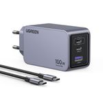 UGREEN CARGADOR GAN TECH FAST SLIM 100W 2 USB-C / USB-A  + CABLE USB-C/USB-C  1.5M 100W MAX X757