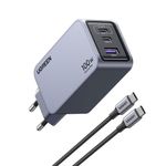 UGREEN CARGADOR GAN TECH FAST SLIM 100W 2 USB-C / USB-A  + CABLE USB-C/USB-C  1.5M 100W MAX X757