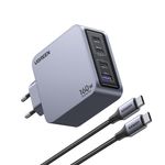 UGREEN-CARGADOR-GAN-TECH-FAST-SLIM-160W-3-USB-C---1-USB-A ---CABLE-USB-C-USB-C -1.5M-240W-MAX-X763