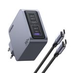 UGREEN-CARGADOR-GAN-TECH-FAST-SLIM-160W-3-USB-C---1-USB-A ---CABLE-USB-C-USB-C -1.5M-240W-MAX-X763