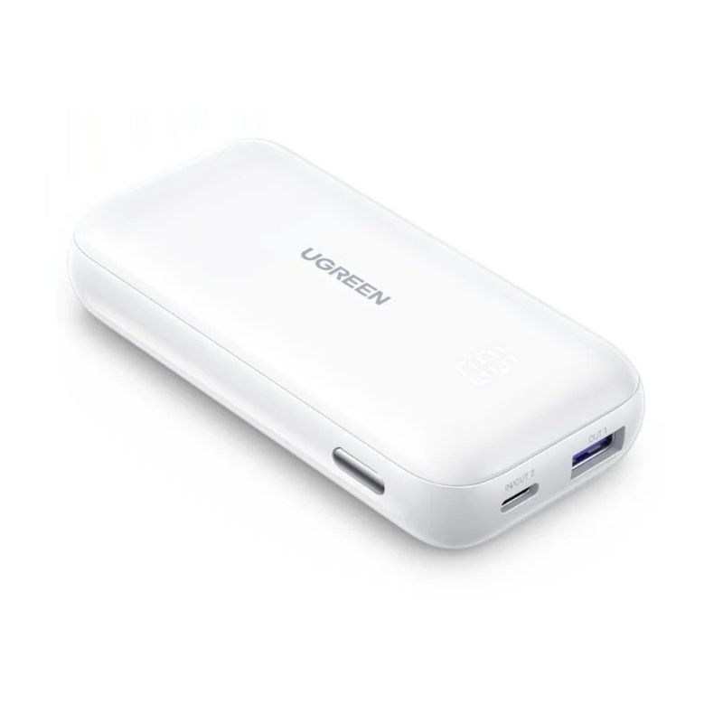 UGREEN-BATERIA-PORTATIL-10.000MAH-MINI-PANTALLA-QUICK-CHARGING-30W-BLANCO-PB501