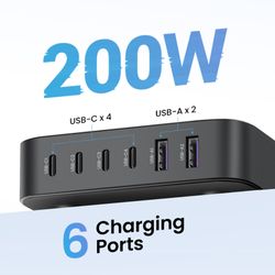 UGREEN CARGADOR PARA ESCRITORIO 200W 2 USB-A + 4 USB-C CD271