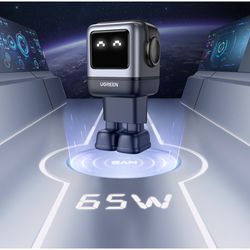 UGREEN ROBOT GAN TECH CARGADOR 65W 1 USB-A + 2 USB-C GRIS CD361