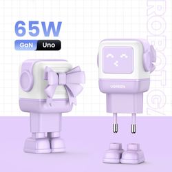 UGREEN ROBOT GAN TECH CARGADOR 65W 1 USB-A + 2 USB-C PURPURA CD361