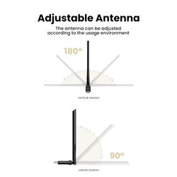 UGREEN ADAPTADOR USB INALAMBRICO DUAL-BAND ANTENA/ALTA GANANCIA AC650 433MBPS MAX CM496