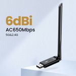 UGREEN ADAPTADOR USB INALAMBRICO DUAL-BAND ANTENA/ALTA GANANCIA AC650 433MBPS MAX CM496