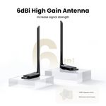 UGREEN ADAPTADOR USB INALAMBRICO DUAL-BAND ANTENA/ALTA GANANCIA AC650 433MBPS MAX CM496