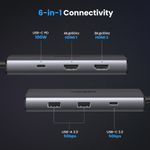 UGREEN MULTIPUERTO USB-C / (2)HDMI 8K30HZ + 3USB 3.0 + INUSB-C PD CM498