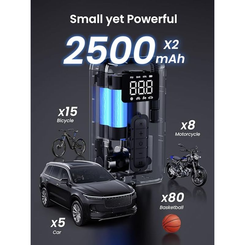 UGREEN-INFLADOR-RECARGABLE-PORTABLE-150PSI-MAX-BLACK-CD259