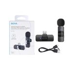 BOYA BY-V10 MICROFONO INALAMBRICO ULTRA COMPACTO Y PORTABLE 2.4GHZ CONECTOR USB-C