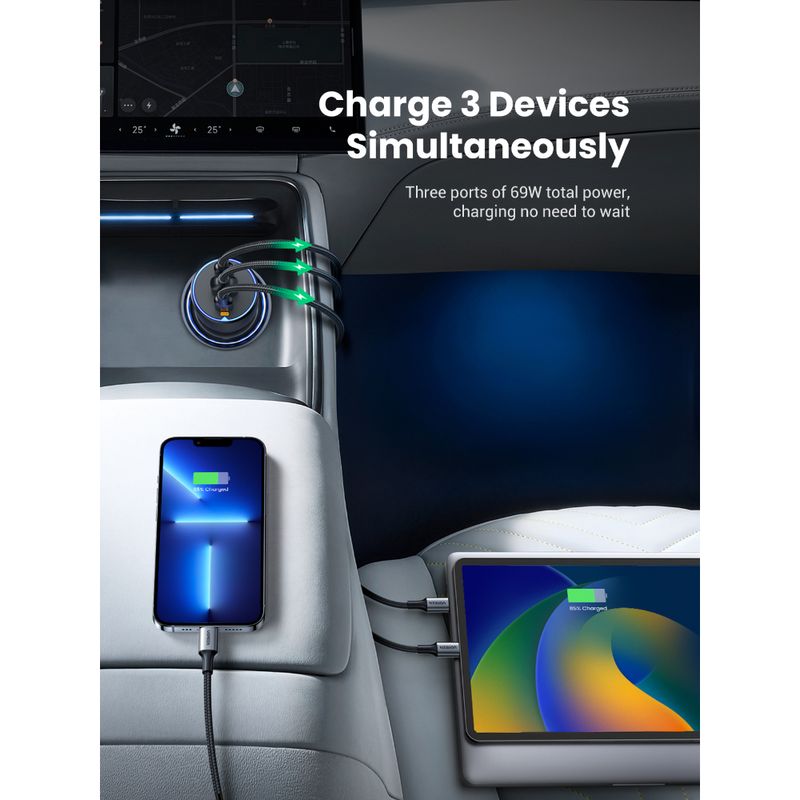 UGREEN-CARGADOR-AUTOMOVIL-2USB-C---1USB-A-CARGA-RAPIDA-75W-MAX-BLACK--EC703