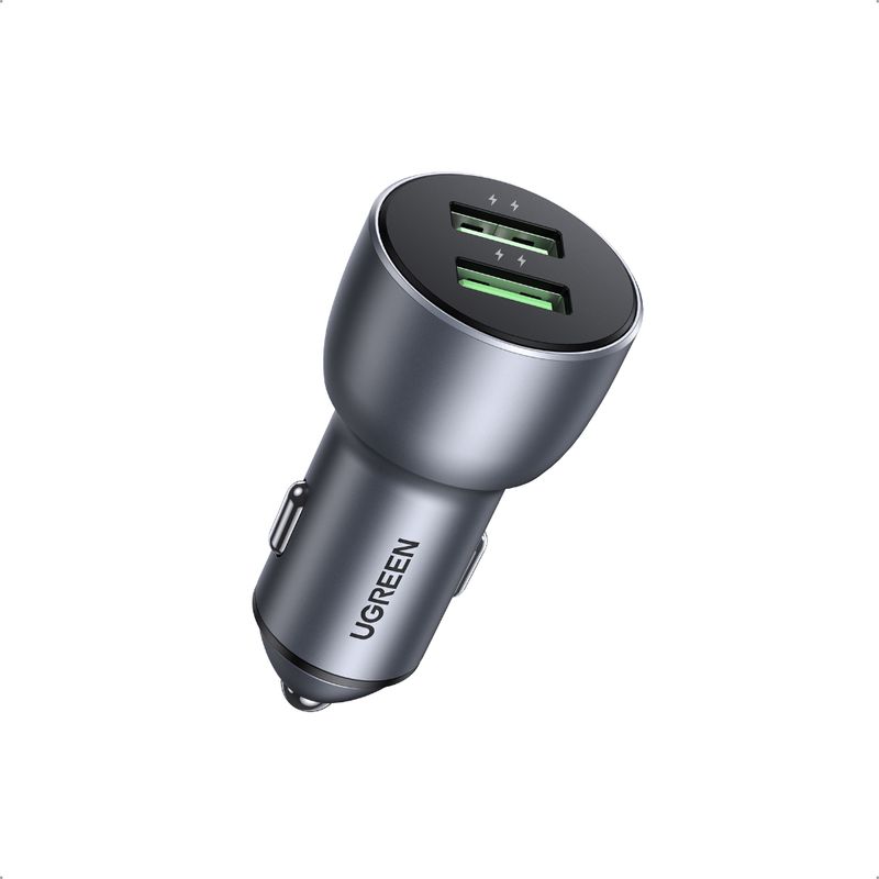 UGREEN-CARGADOR-AUTOMOVIL-2USB-A-CARGA-RAPIDA-36W-MAX-ALUMINIO--CD213