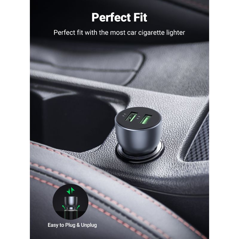 UGREEN-CARGADOR-AUTOMOVIL-2USB-A-CARGA-RAPIDA-36W-MAX-ALUMINIO--CD213