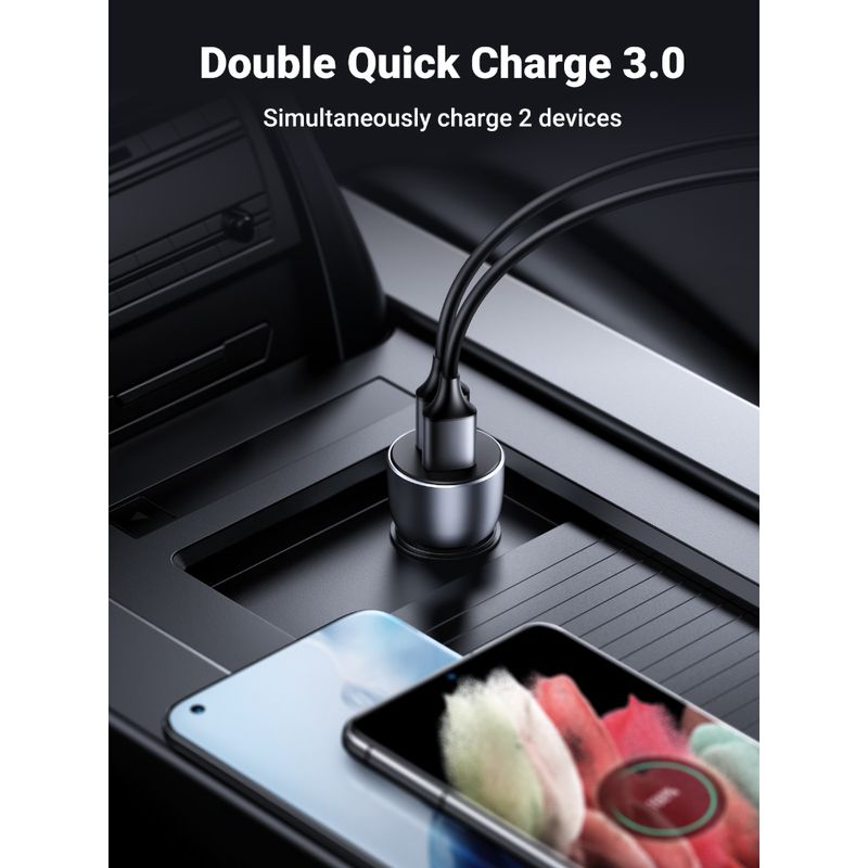 UGREEN-CARGADOR-AUTOMOVIL-2USB-A-CARGA-RAPIDA-36W-MAX-ALUMINIO--CD213