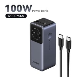 UGREEN MEGA BATERIA PORTATIL 12.000MAH CON SALIDA 100W MAX CARGA RAPIDA 2USB-C + 1USB-A  PB724
