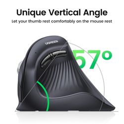 UGREEN MOUSE INALAMBRICO VERTICAL 2.4GHZ+BT TRIPLE CONEXIÃ“N (1W+2BT) BLACK  MU008