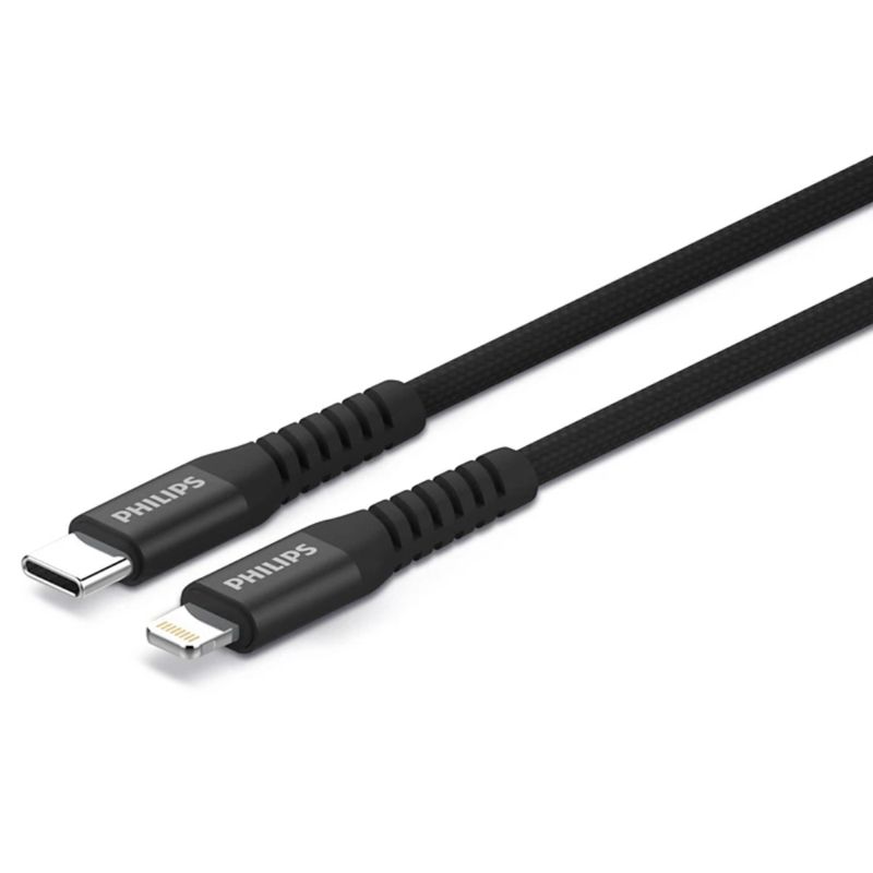 PHILIPS CABLE TRENZADO USB-C A LIGHTNING  DLC5206L BLACK