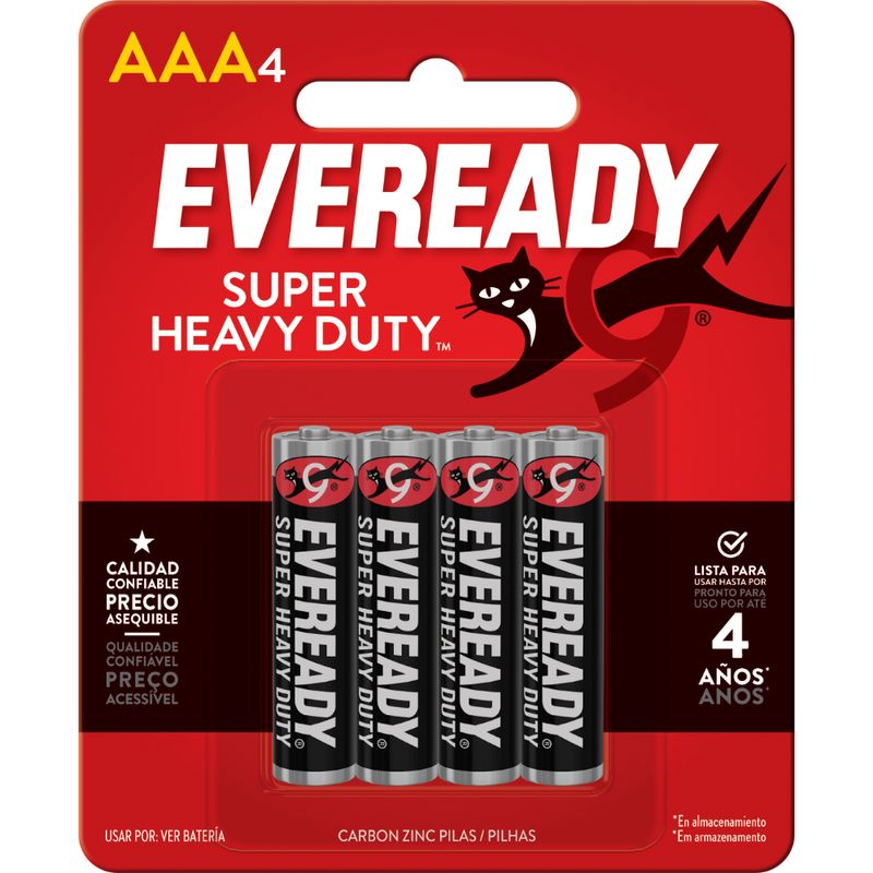 EVEREADY BLISTER PILAS DE CARBON CZN AAA X 4  E301513200