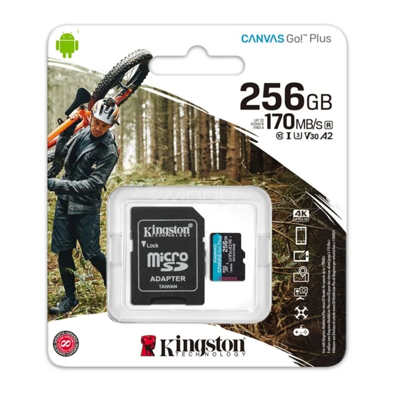 KINGSTON TARJETA DE MEMORIA MICRO-SD 256GB  CANVAS GO! PLUS UHS-I CLASE 10 U3 V30 A2 /ADAPTADOR SD