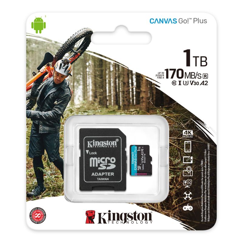 KINGSTON TARJETA DE MEMORIA MICRO-SD 1TB  CANVAS GO! PLUS UHS-I CLASE 10 U3 V30 A2 /ADAPTADOR SD