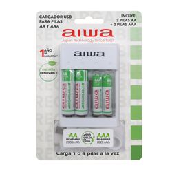 AIWA CARGADOR PILAS RECARGABLE INCLUYE 2 AAA  + 2 AA  BC 0807T
