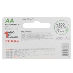 AIWA PILA RECARGABLE AA 2000 MAH RR33PS