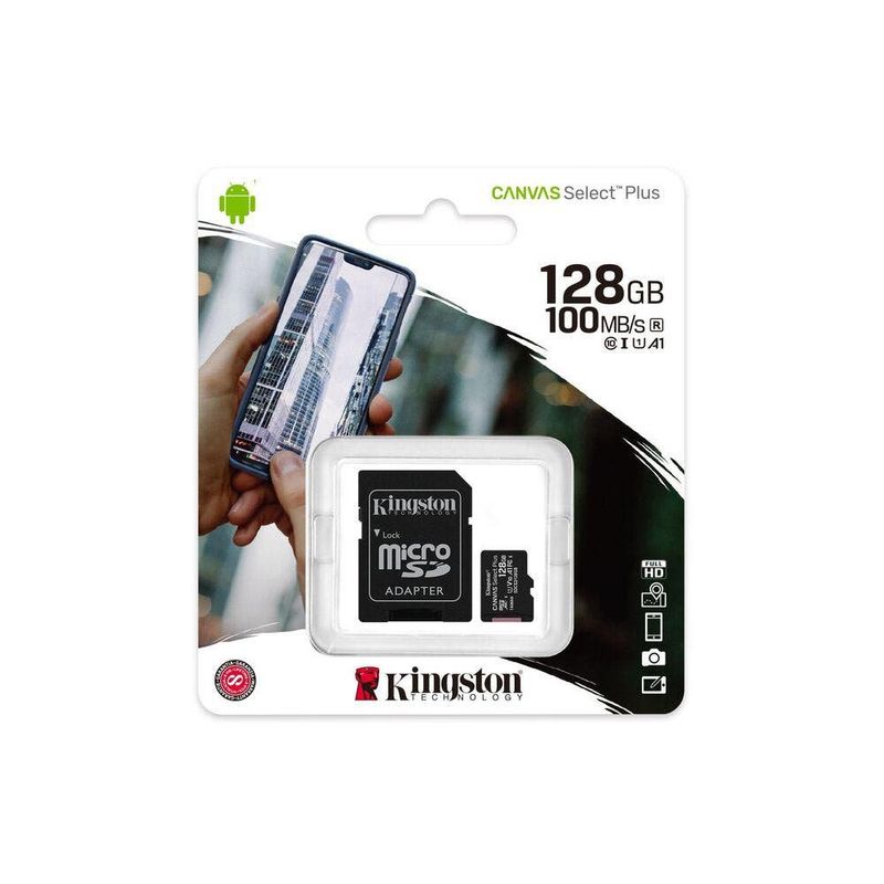 Tarjeta-De-Memoria-Micro-Sd-128Gb-Kingston-Canvas-Select-Plus-Uhs-I-Hc-Clase-10-U1--Adaptador-Sd-Tarjetas-de-Memoria