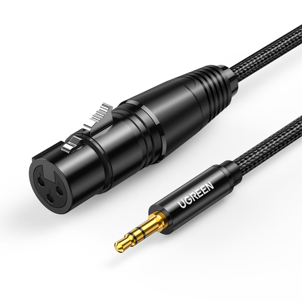 UGREEN CABLE DE AUDIO PARA MICROFONO XLR H A PLUG 3.5MM M REFORZADO 2 METROS  AV182