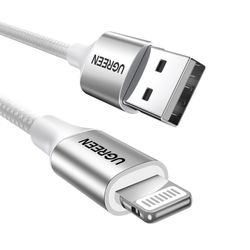 UGREEN CABLE LIGHTNING CERTIFICADO MFI / USB-A 2.4A 1 METRO REFORZADO BLANCO US199