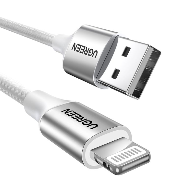 UGREEN-CABLE-LIGHTNING-CERTIFICADO-MFI---USB-A-2.4A-2-METRO-REFORZADO-BLANCO-US199