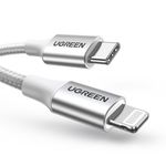 UGREEN-CABLE-LIGHTNING-CERTIFICADO-MFI---USB-C-3A-1-METRO-REFORZADO-GRIS-US304