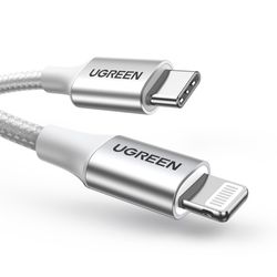 UGREEN CABLE LIGHTNING CERTIFICADO MFI / USB-C 3A 1 METRO REFORZADO GRIS US304
