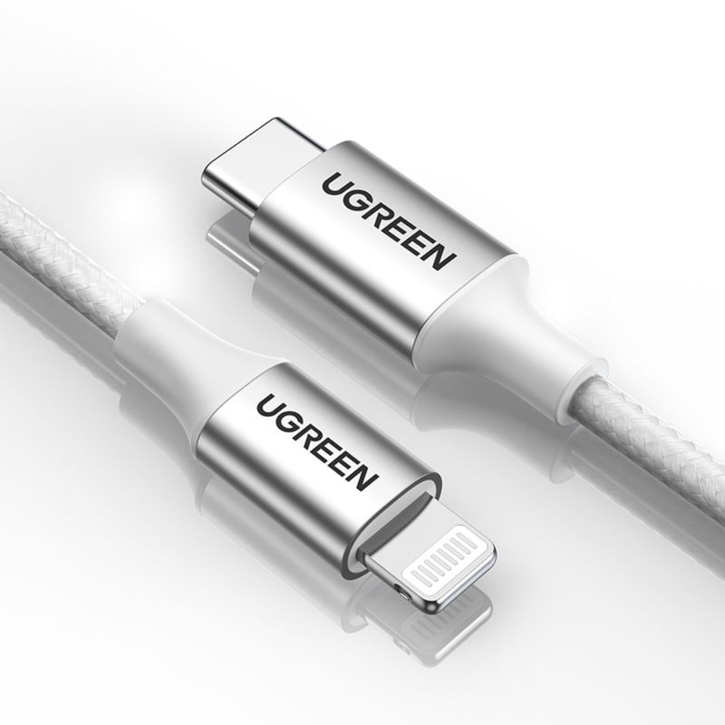 UGREEN-CABLE-LIGHTNING-CERTIFICADO-MFI---USB-C-3A-1-METRO-REFORZADO-GRIS-US304