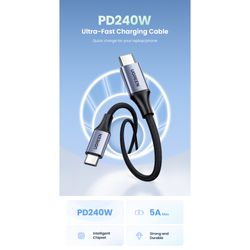 UGREEN CABLE USB-C / USB-C 3.1 DATAPOWER 240W MAX 2 METROS REFORZADO BLACK US535