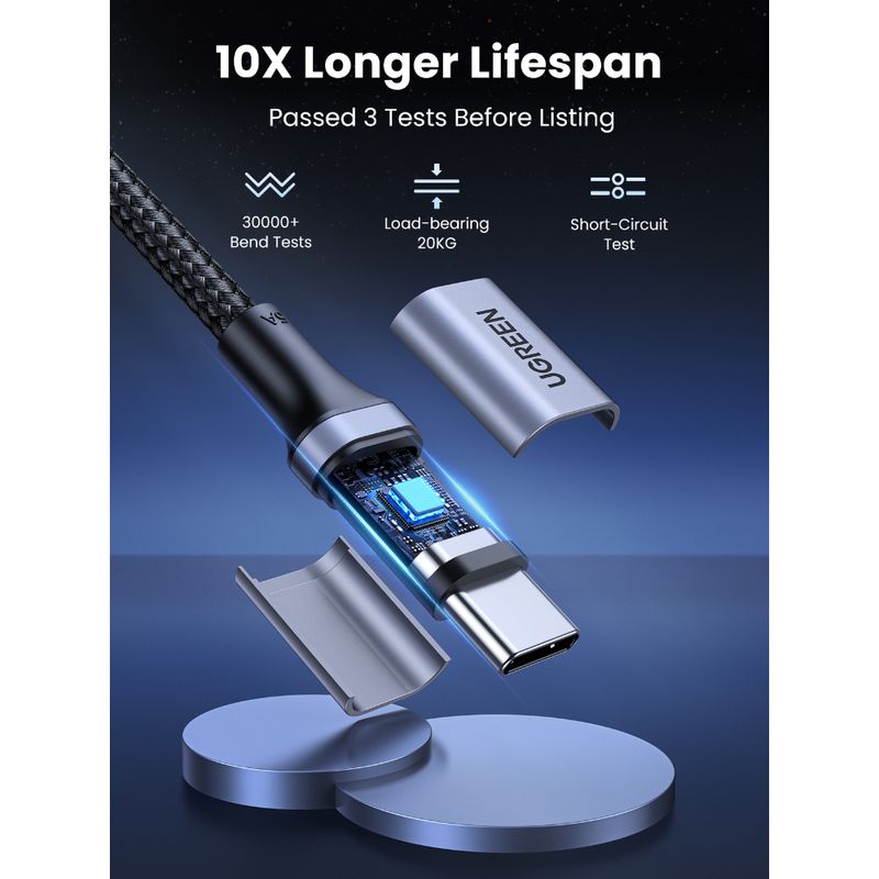 UGREEN-CABLE-USB-C---USB-C-3.1-DATAPOWER-100W-MAX-1-MTS-REFORZADO-BLACK-US300-