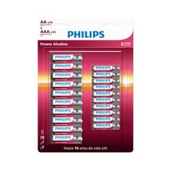PHILIPS PACK X 20 PILAS ALCALINA  AA X 10 + AAA X 10  LR036P20BP