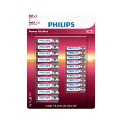 PHILIPS PACK X 20 PILAS ALCALINA  AA X 10 + AAA X 10  LR036P20BP