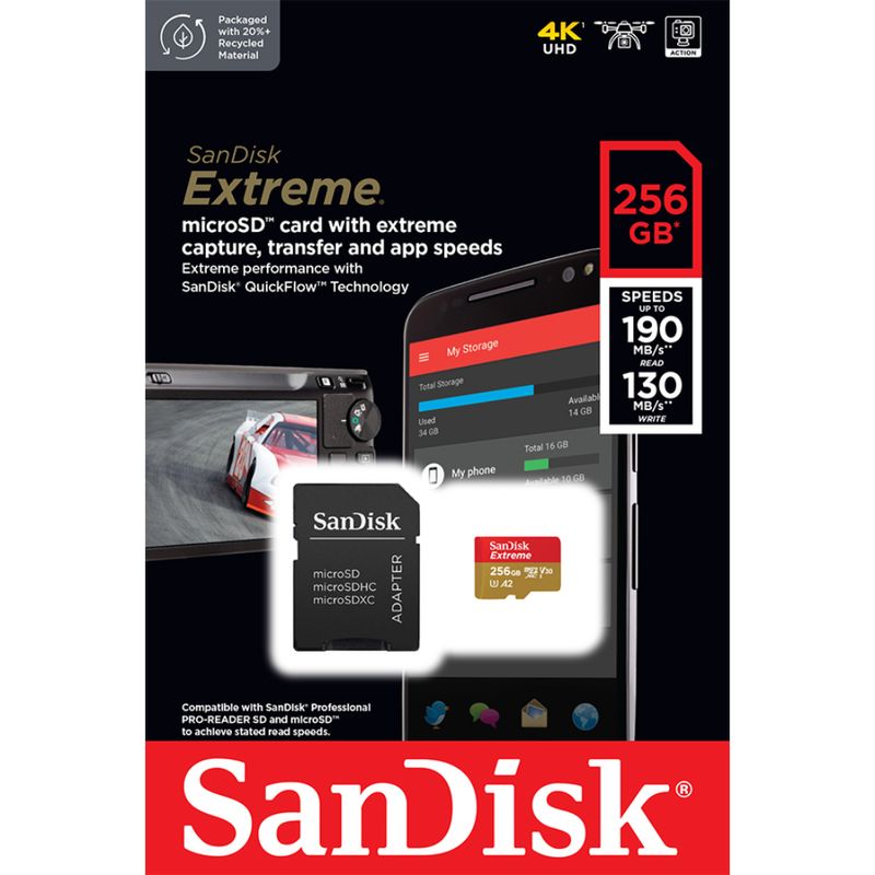 SANDISK-TARJETA-EXTREME-MICROSD-CON-ADP-256GB-U3-A2-190MB-S--130MB-S-SDSQXAV-256G-GN6MA